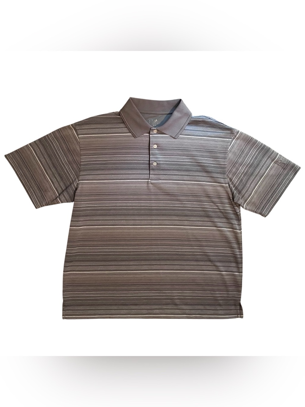 PGA Tour Men’s Grey Striped Polo Short Sleeve T-Shirt